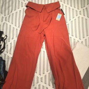 Coral salmon wide leg high waist pants
